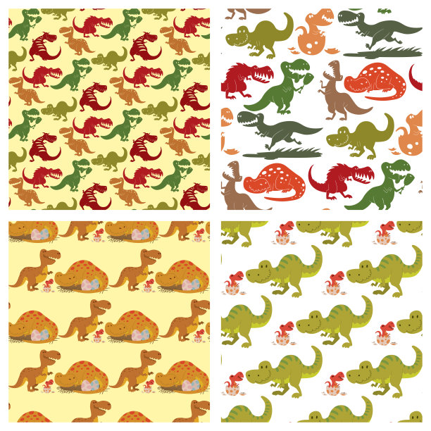 恐龙矢量恐龙动物霸王龙危险生物强迫野生侏罗纪捕食者史前灭绝无缝模式背景插图图片下载