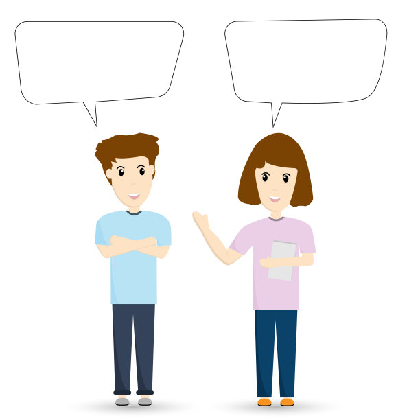 两个孩子正在用灯泡和语音泡泡中的问题图标交谈。矢量插图字符设计。图片下载