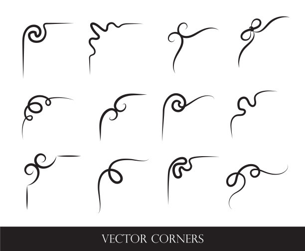 框架，边框，标签的集合。原创设计元素的集合。矢量书法漩涡，斜线，华丽的图案和卷轴。图片下载