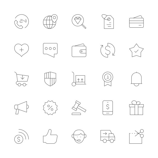 电子商务图标-超薄线系列图片下载