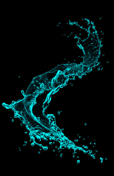 水花在黑色背景图片下载
