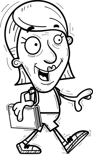 卡通老年人学生散步图片下载