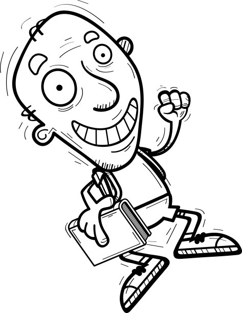 卡通老年人学生跳跃图片下载