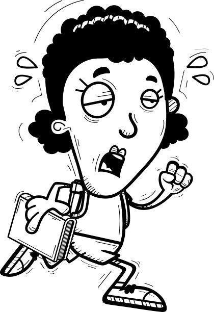 疲惫的卡通黑人女学生图片下载