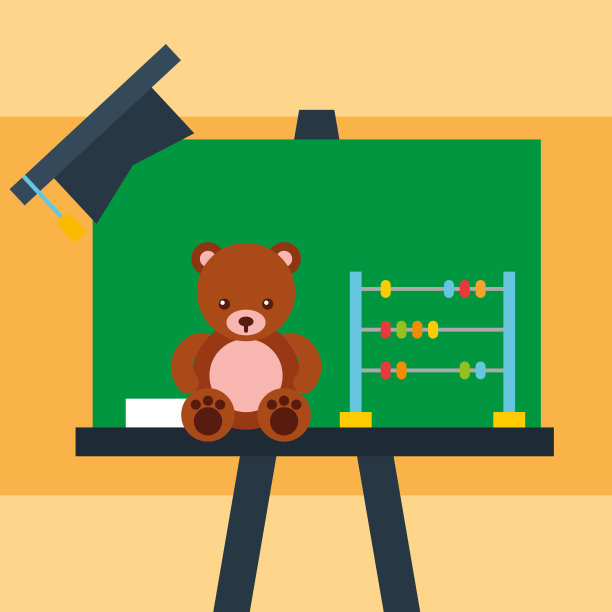 黑板上有泰迪算盘和毕业帽图片下载