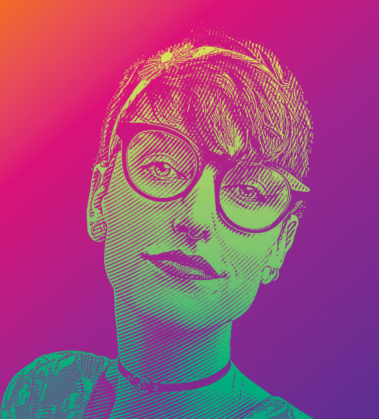 一个女书呆子的脸的特写图片下载