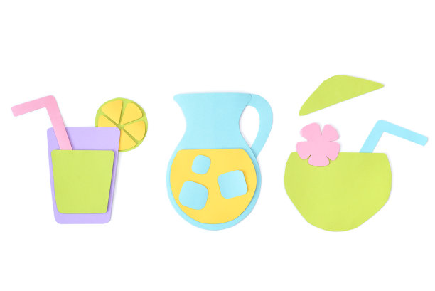 夏季设置剪纸在白色的背景图片下载