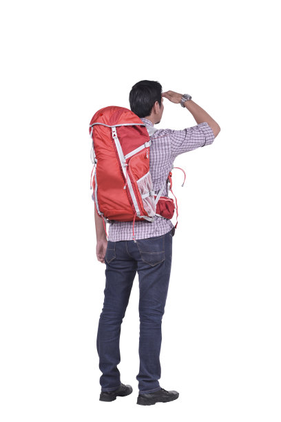 后视图的亚洲背包客看的观点图片下载