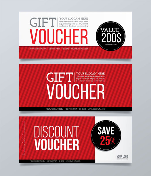 礼品和折扣券模板。水平横幅与几何背景。图片下载