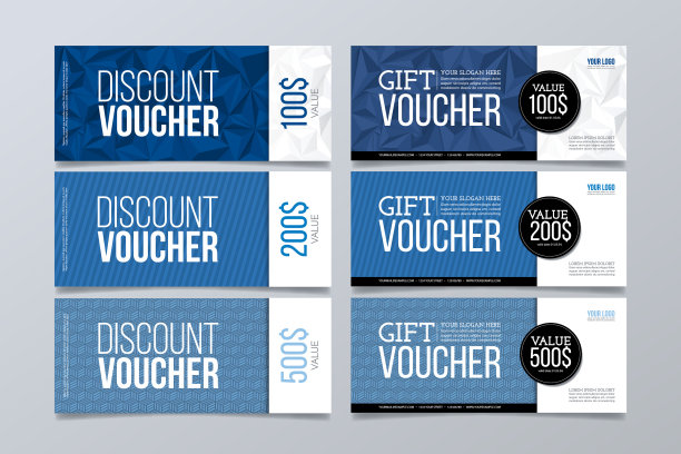 礼品和折扣券模板。水平横幅与几何背景。图片下载