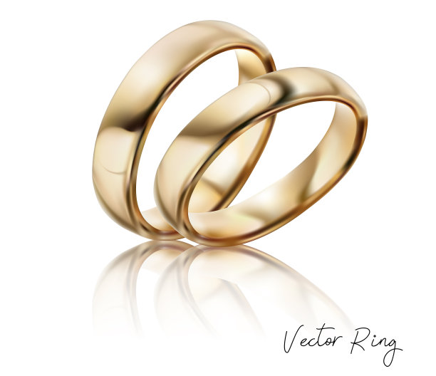 结婚戒指的银，黄金金属与钻石，锆石和宝石透明背景孤立矢量插图广告，传单，wed网站销售元素设计图片下载