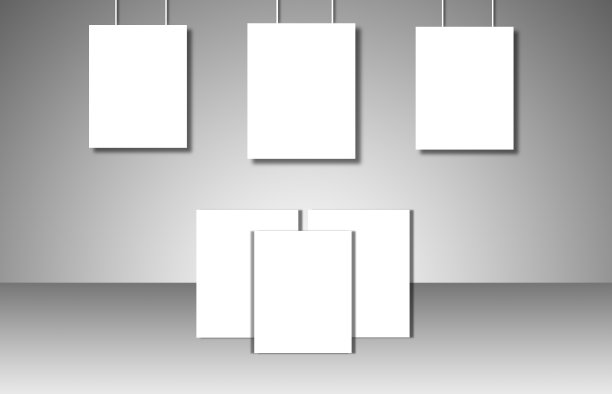 灰色背景上的空白白色海报图片下载