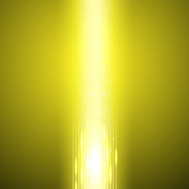 黄色背景与二进制代码流图片下载