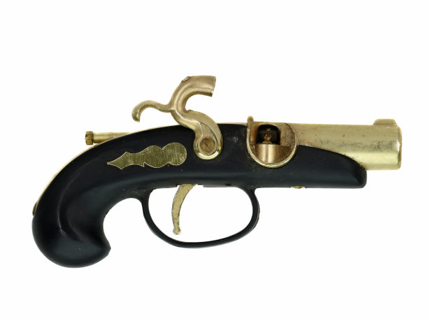 旧镀金手枪孤立在白色背景图片下载