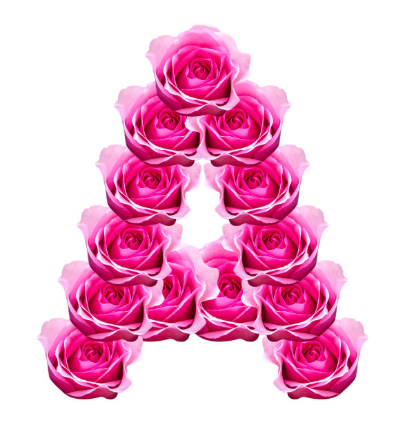 白色背景上孤立的玫瑰字母。图片下载
