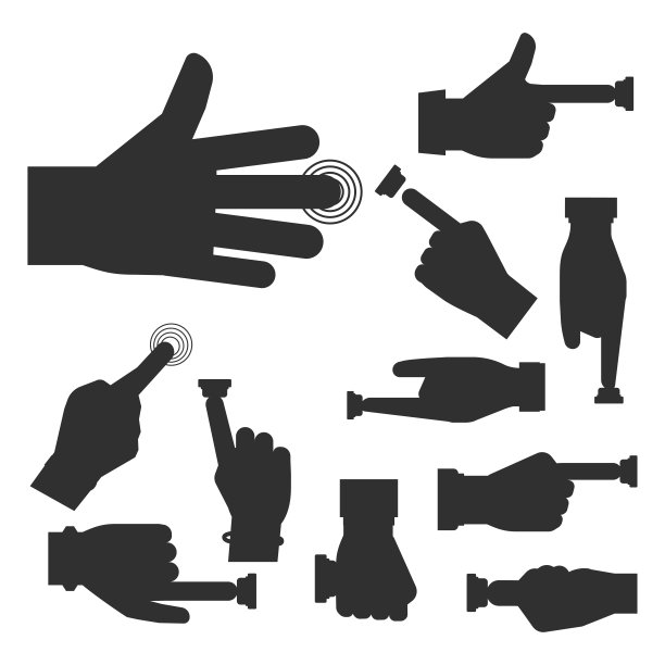 手按按钮矢量剪影手指控制启动手臂推指针光标目标手势互联网人体部分插图图片下载