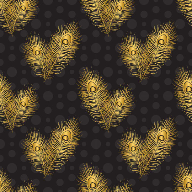 无缝图案与孔雀羽毛素材图片
