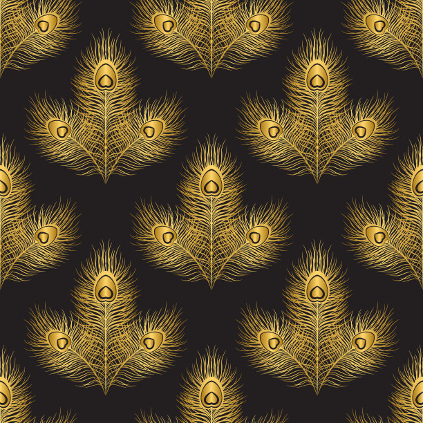 无缝图案与孔雀羽毛素材图片