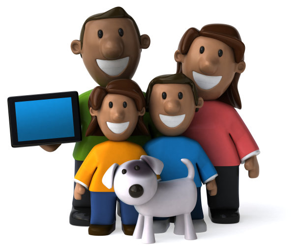 幸福的家庭- 3D插图图片下载