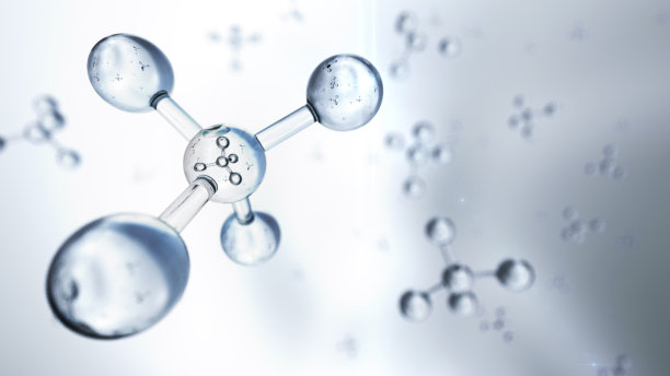 分子模型的3d插图。有分子和原子的科学或医学背景。素材图片