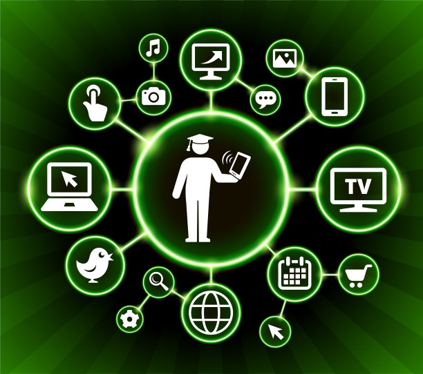 毕业生手持平板电脑互联网通信技术暗按钮背景图片下载