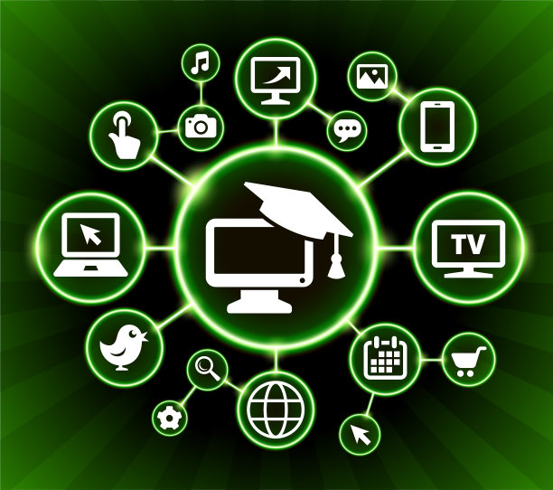 桌面和毕业帽互联网通信技术暗按钮背景图片下载