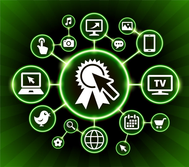 Award Ribbon and Cursor Internet Communication Technology暗按钮背景图片下载