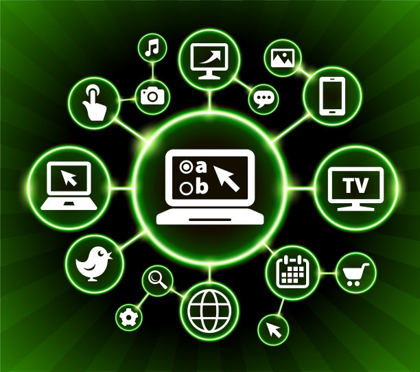 笔记本电脑和在线测试互联网通信技术暗按钮背景图片下载