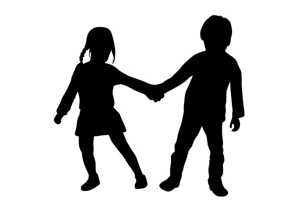 矢量剪影的孩子在白色的背景。图片下载