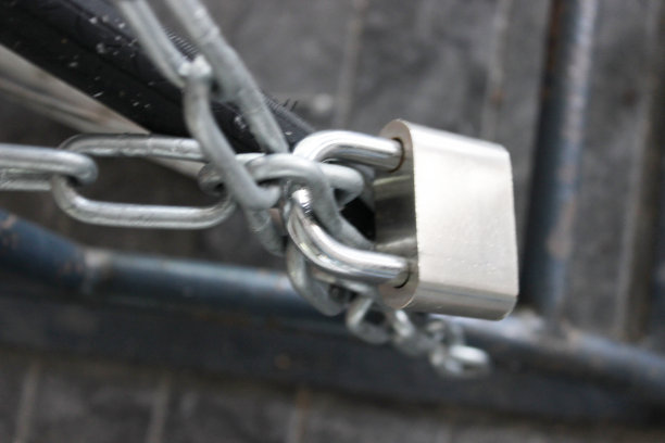 自行车带链条复古锁图片下载