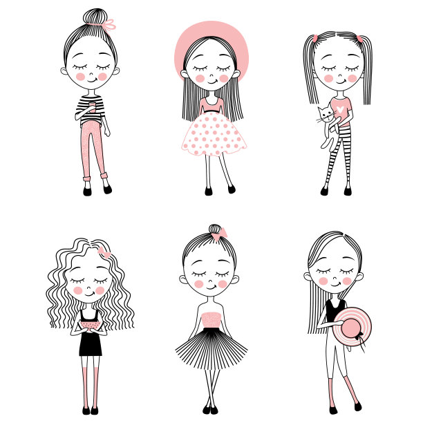 可爱小女孩矢量素材图片下载