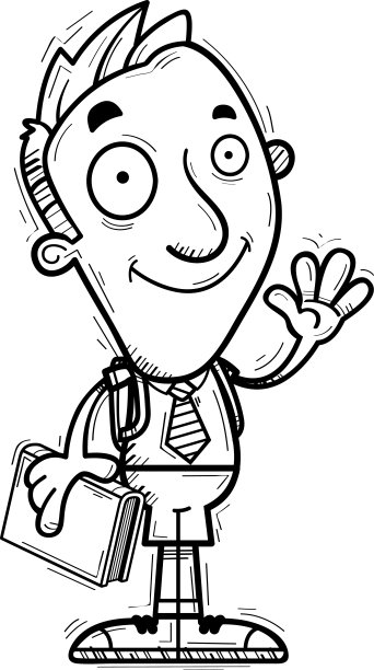 卡通男学生挥手图片下载