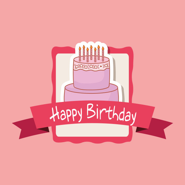 快乐的生日框架与甜蜜的蛋糕图片下载