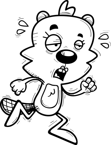 疲惫不堪的卡通雌性海狸图片下载