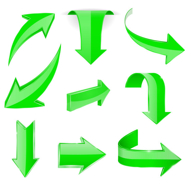 绿色箭头3 d。闪亮的图标图片下载