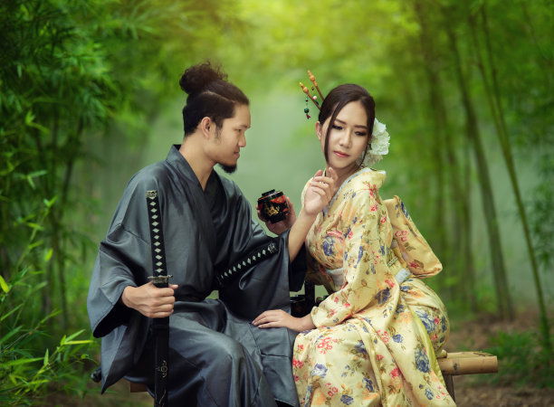 武士和艺妓图片下载