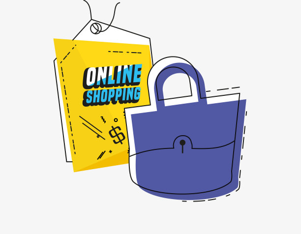 网上购物与钱包波普艺术风格图片下载