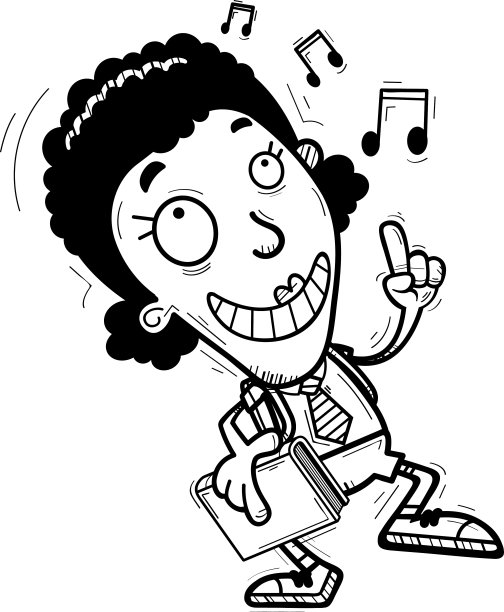 卡通黑人女学生跳舞图片下载