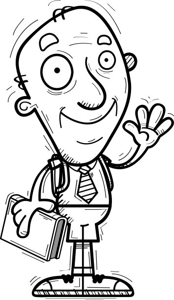 卡通高年级学生挥手图片下载