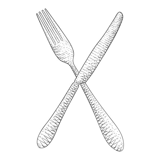 刀叉。手绘草图图片下载