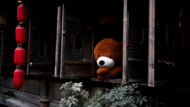 泰迪熊沉思着，期待着图片下载