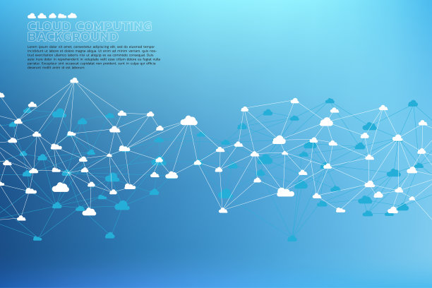 云计算网络概念多边形点连线:云服务器、存储和数据的概念图片下载