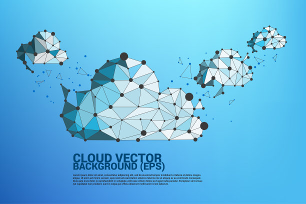 云计算网络概念多边形点连线:云服务器、存储和数据的概念图片下载