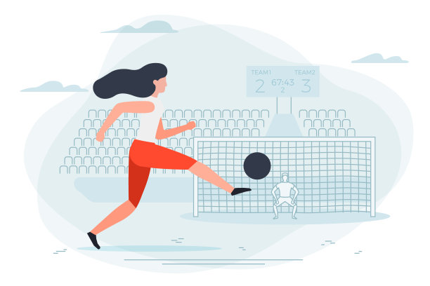 矢量插图-女孩足球运动员。图片下载