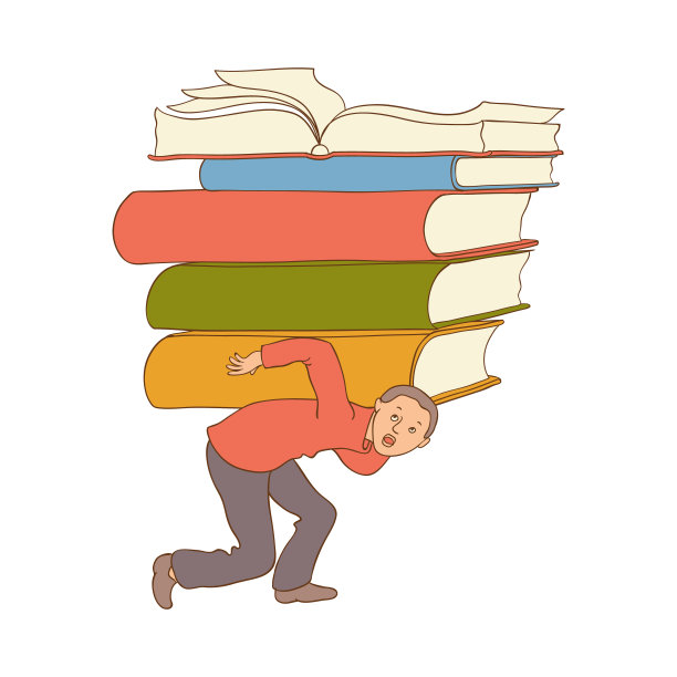 向量平强调疲惫的人扛着书图片下载