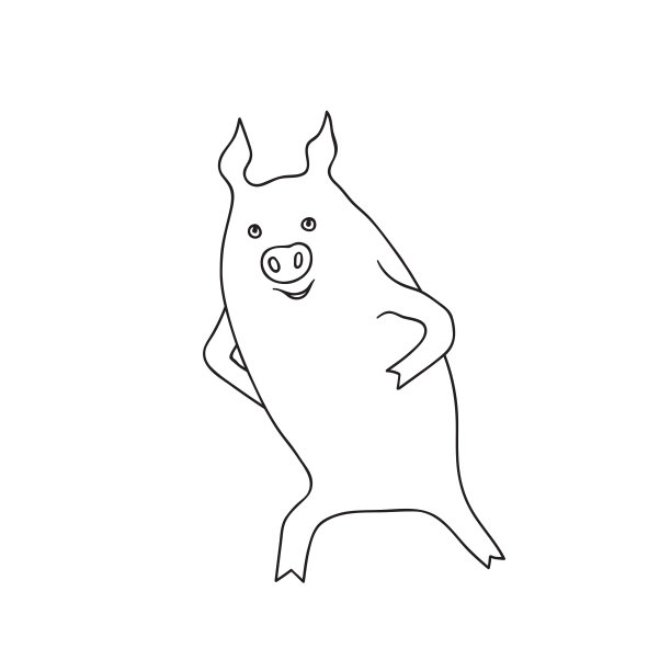 矢量插图的小卡通猪锻炼训练做锻炼蹲。可爱可爱有趣的角色。着色页面。儿童运动插图的动机图片下载