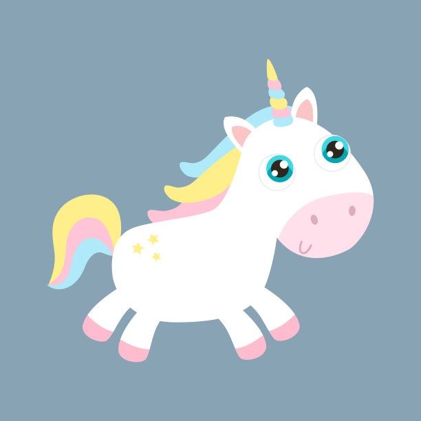 可爱的独角兽矢量插图。图片下载