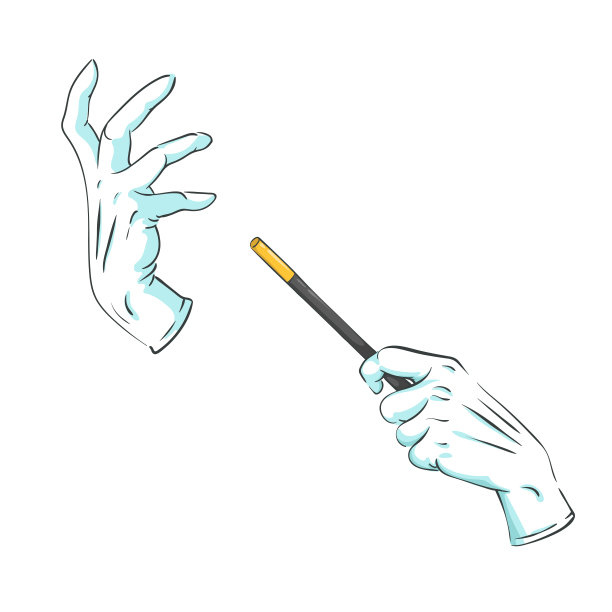 魔术师手中的手套与魔术棒图片下载