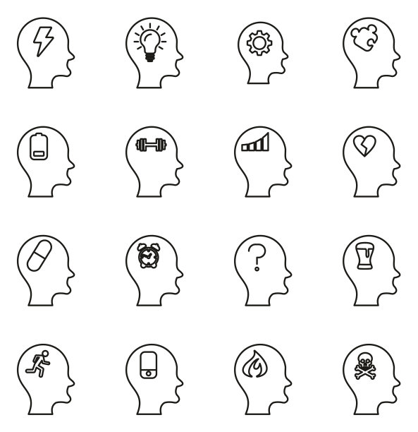 压力和压力图标细线矢量插图集图片下载