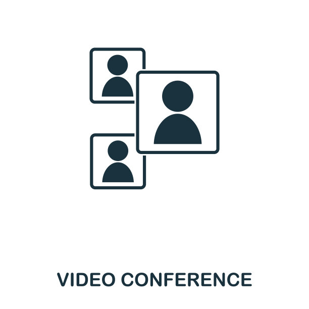 视频会议图标。移动应用程序，打印，网站图标。简单元素唱歌。单色视频会议图标插图。图片下载